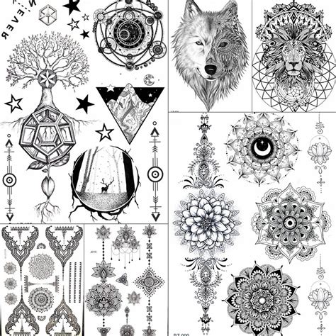 Working in a tattoo parlor isn't easy! Geometric Tree Bohemia Mandala Flower Temporary Tattoos ...