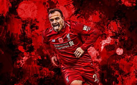 Android app by awesome_wallpapers free. Download wallpapers Xherdan Shaqiri, 2019, red paint ...