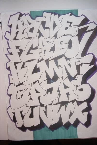 Sketch alphabet graffiti letters for street art design. graffiti art pictures: Sketch Design Letters A - Z for Graffiti Alphabet on Clothes Motive