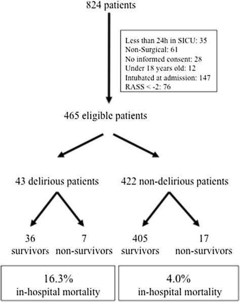 Ranks agitation and possibility for sedation. Fluxogram of patient inclusion. RASS, Richmond Agitation ...