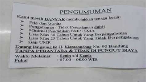 Check spelling or type a new query. Lowongan Kerja Garmen di Bandung SMP/SMK/D3/S1 - Tasikplaza