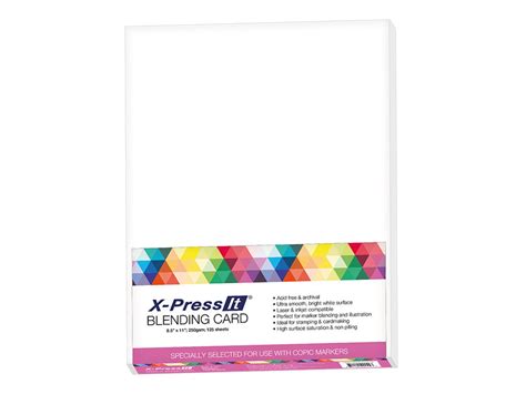 Specially created for use with alcohol markers. X-Press Blending Card 8.5 x 11 inches Letter Size White 125 Sheet Count