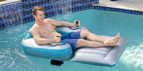 Aqua sofa swimming pool lounge. PoolCandy's New Pool Float Is Motorized, So You Can Cruise While You Lounge This Summer