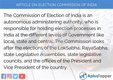Association active dans la réinsertion professionnelle. Article On Election Commission Of India 500, 300 Words for ...