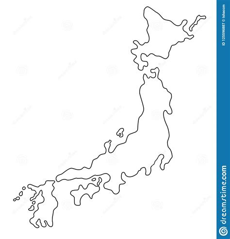 Japan travel map, decrative symbol of japan islands with japanese vector icons. Japan Map Outline Vector Illustration Stock Vector - Illustration of contour, geography: 125596887