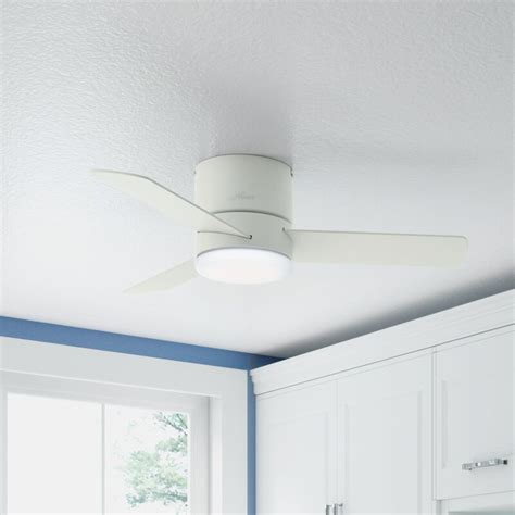 Flush mount ceiling light with remote control. Hunter Fan 44" Minimus 3 - Blade LED Flush Mount Ceiling ...