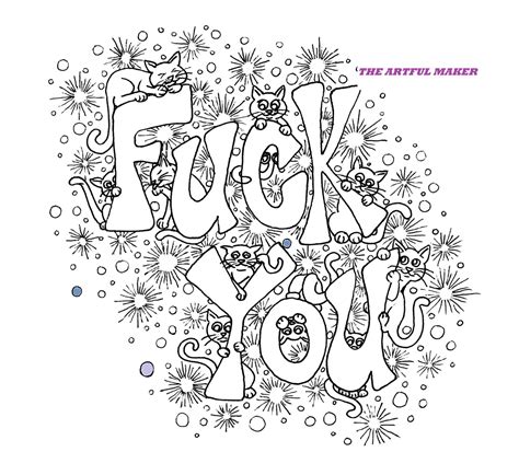 An adult coloring book with whimsical children, adorable creatures, and fun fantasy scenes download now pdf. Fuck You Adult Coloring Page by The Artful Maker