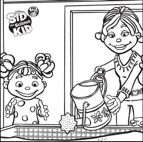 Free printable sid the science kid coloring pages. sid the science kid watering coloring sheet online