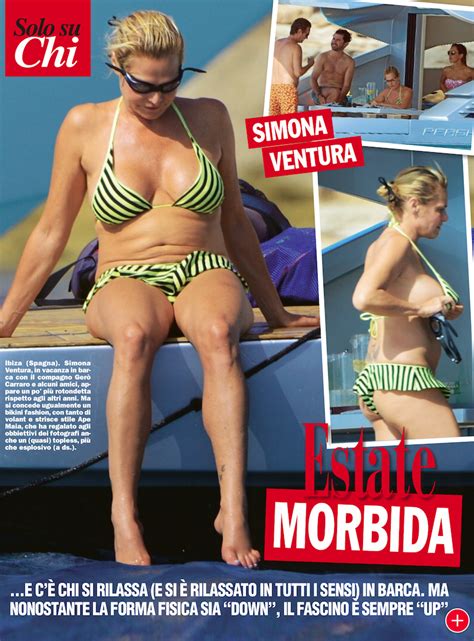 Sono attratta dall'umanità distrutta, meno da quella distratta. Simona Ventura, 50enne in bikini su Chi | Spetteguless