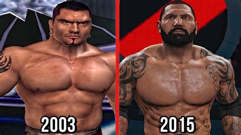 Used to be terrible in the ring, but has former member of evolution, and hhh's lackey, batista beat trips at wrestlemania, in what can be considered one of the. The Evolution Of Batista In WWE Games! ( Here Comes The Pain To WWE 2K16 ) - YouTube