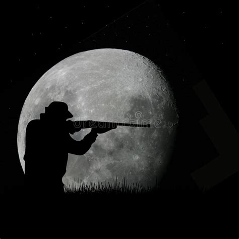 Deer hunter and full moon stock illustration. Illustration ...