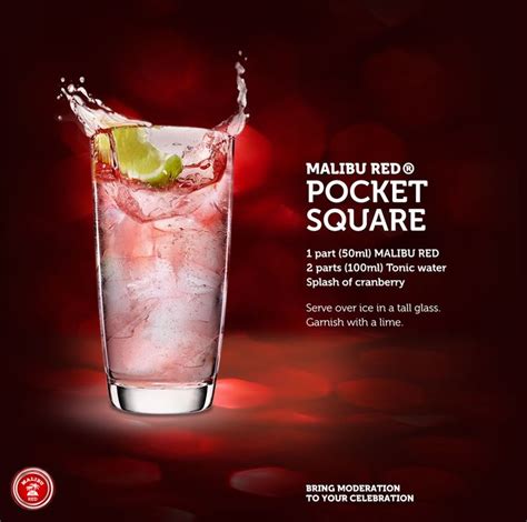 Pour the grenadine over the alcohol. Malibu Red Pocket Square | Drinks alcohol recipes, Shot ...