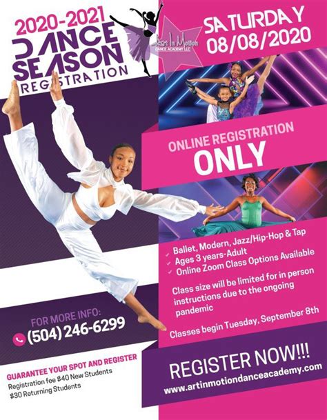 We encourage teamwork and cooperation. Registration - Art In Motion Dance Academy