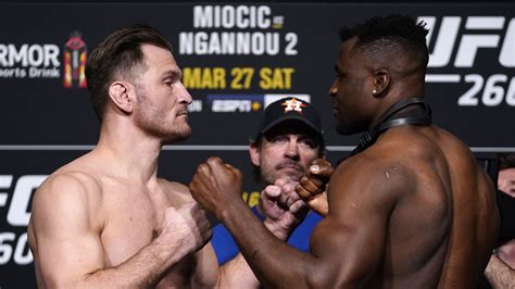 Ngannou vs miocic 2 is the main event of ufc 260 and it is valid for the ufc heavyweight title (miocic's second defense). Stipe Miocic vs Francis Ngannou staredown video from UFC 260 weigh ins - MMAmania.com