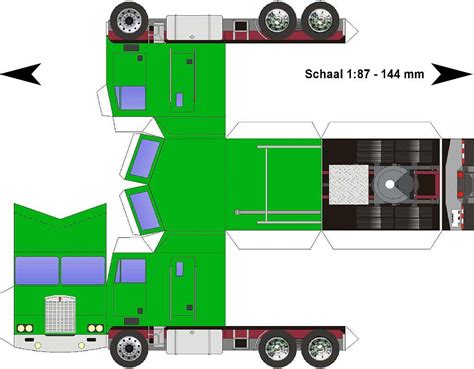 The casting has a tow hitch in the back, designed to hook up with a trailer for transport. Kenworth-K100-Cabover-groen (com imagens) | Modelos de papel