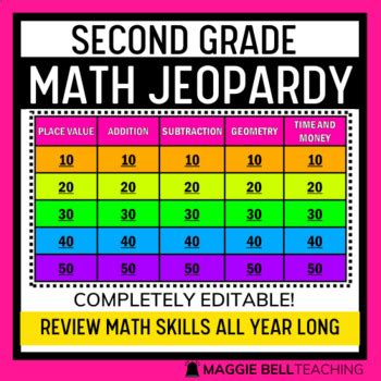 The sums in these addition problems are 10 and under. Second Grade Math Jeopardy Virtual Game for Distance ...