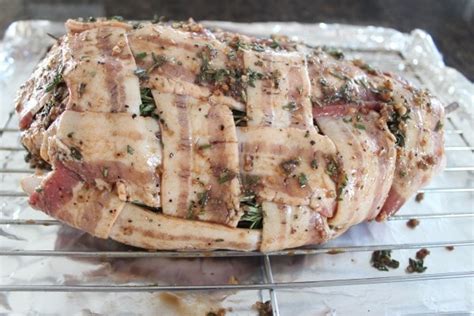 Remove from oven, brush with maple syrup and return to oven for additional. Garlic Herb Bacon Wrapped Turkey Breast Recipe - WhitneyBond.com