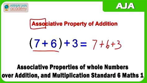 The associative property states that when adding or multiplying a series of numbers, it does not matter how the terms are ordered. Associative Properties of whole Numbers over Addition, and ...
