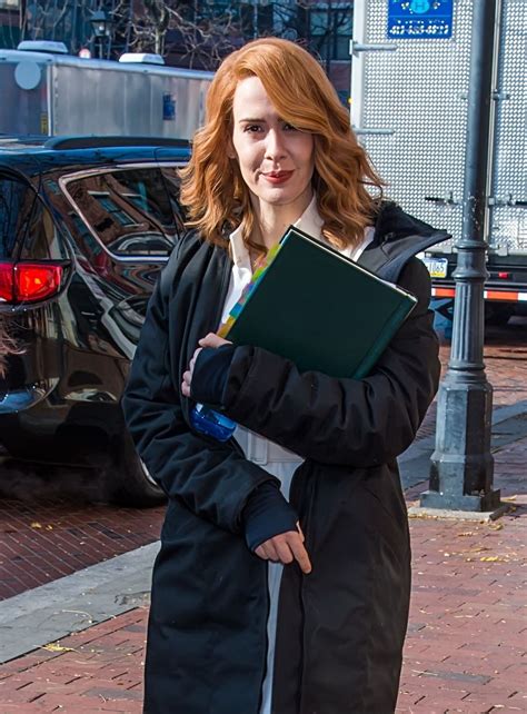 Ellie staple in glass and working to keep m. SARAH PAULSON on the Set of Glass in Philadelphia 12/04 ...