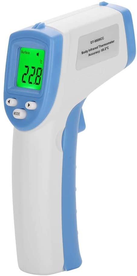 Temperature is measured with a thermometer. medidor de temperatura corporal led infrarrojo con ...