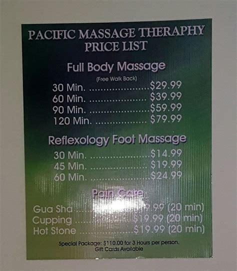 To see a full list of services and prices, and to schedule, please visit massage book. Massage price list. - Yelp