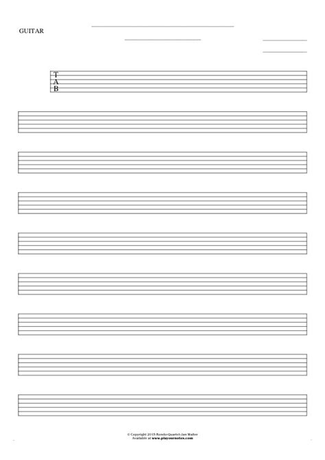 Free guitar tablature paper for teachers downloadable and printable. Free Blank Sheet Music - Tablature for guitar | PlayYourNotes