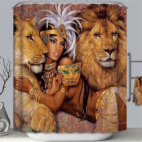 Check spelling or type a new query. African Queen with Lions Shower Curtain Bathroom Decor ...