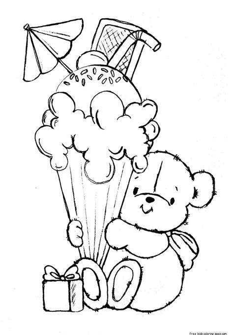 Below are some examples of ice cream coloring sheets in our website. Printable teddy bear with birthday ice cream coloring ...