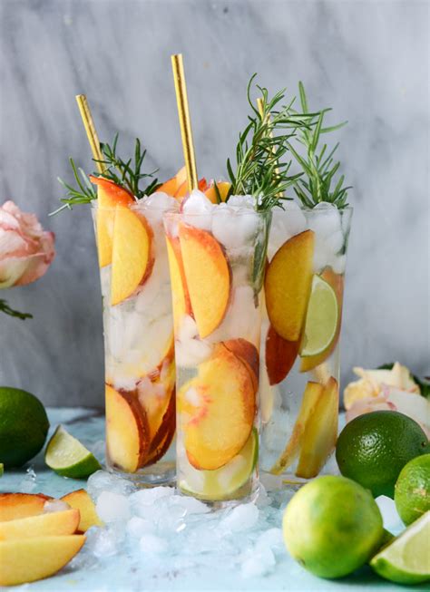 Add the raspberries, gin and lime juice to a shaker with ice and shake to blend. Fresh Peach Gin and Tonic. - How Sweet Eats