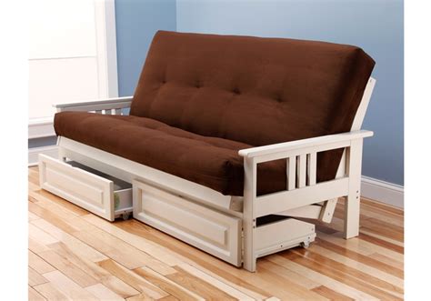 This unique and versatile full size futon sofa easily converts to a bed. White Mission Full Futon Frame with mattress in Suede ...