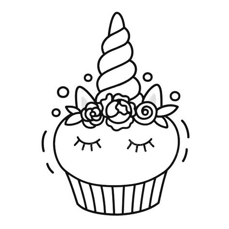 Cute unicorn coloring pages for kids: Unicorn Cake Coloring Pages Cupcake Outline - Free ...