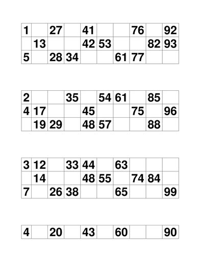 The following pdf files contain 50 and 100 bingo they have a free center with the option card number in corners to allow a draw after the game. Bingo cards - numbers 1-99 | Teaching Resources