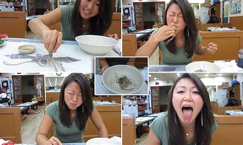 I recorded my girlfriend swallow the rod 26 min. Woman eats a LIVE octopus that tries to escape across the ...