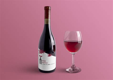 Closeup of a wine bottle label. Premium Red Wine Bottle Label Mockup - FREE PSD MOCKUP