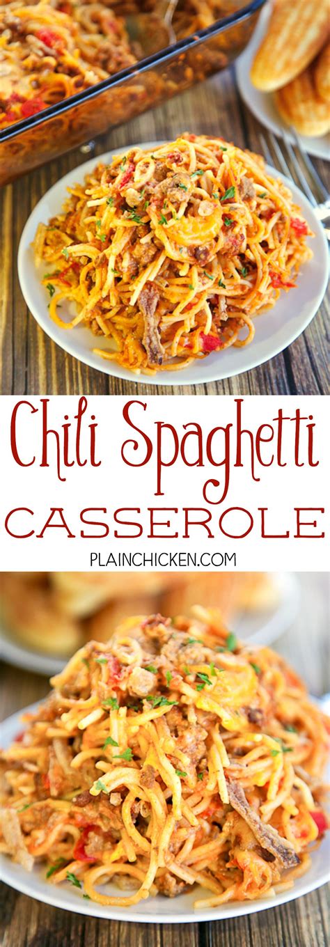 As the name suggests, this soup is made up of five different canned foods: Chili Spaghetti Casserole - comfort food at its best ...