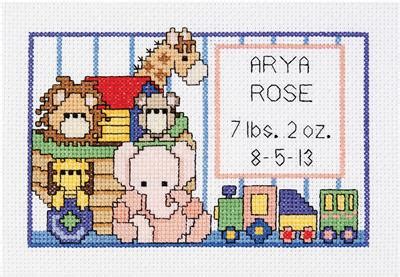 Submitted 6 years ago by marlboro_goldwip master. "Noah's Ark Birth Sampler" | Cross Stitch Kit