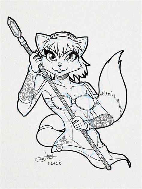 Girl beside the table coloring page. Character Commission | Star fox, Nintendo fan art, Drawings