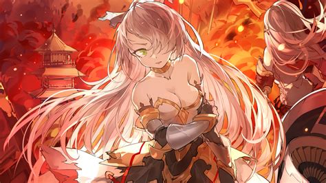Check spelling or type a new query. Wallpaper : illustration, blonde, city, anime girls, green eyes, dress, fire, armor, shield ...