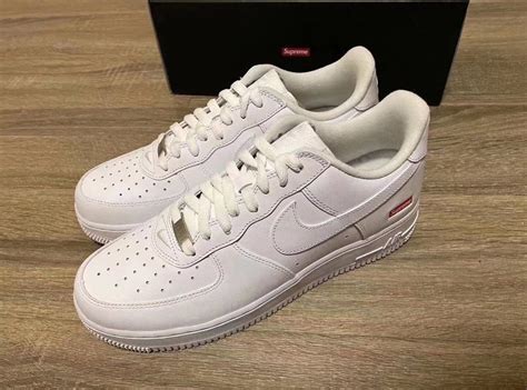 Air force one is getting an update. First Look At The Supreme x Nike Air Force 1 Low White • KicksOnFire.com