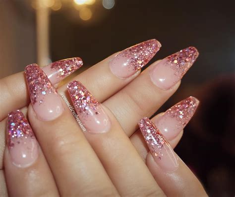 Maybe you would like to learn more about one of these? Pink Glitter Tip Long Coffin Nails #nail #nailart #NYE # ...
