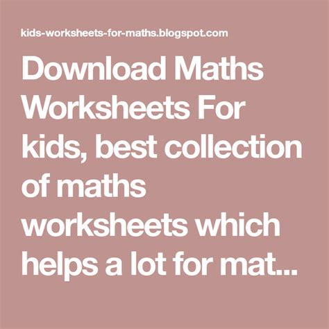 Check spelling or type a new query. Download Maths Worksheets For kids, best collection of ...