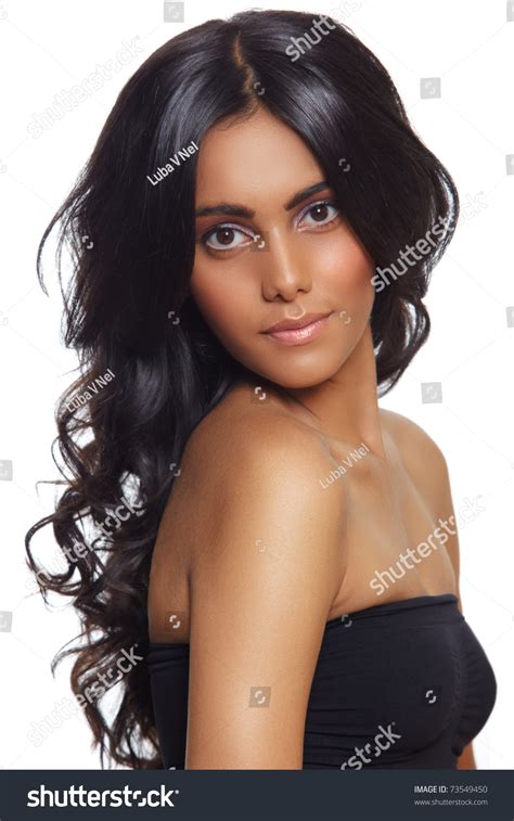 Not all types of makeup are going to look equally good on all types of people. Beautiful Woman Long Black Curly Hair Stock Photo 73549450 ...