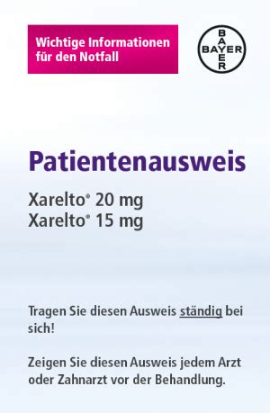 Marcumar wurde bisher bei folgenden krankheiten/anwendungsgebieten verwendet. (Xarelto®)-Patientenausweis -> Selfmade - Diagnose: Thrombose