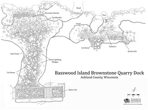 Existing parking lot entrance relocated private drive. Basswood Island Quarry Dock - WI Shipwrecks