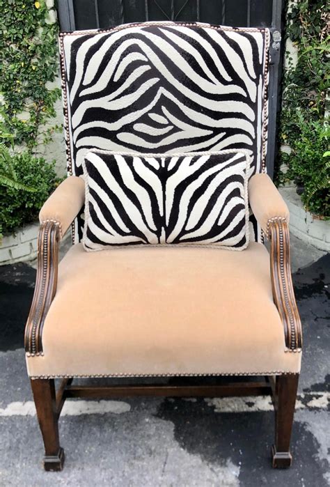 Over 38,500 products in stock. Huge Carved Mahogany Clarence House Zebra Velvet & Mohair ...