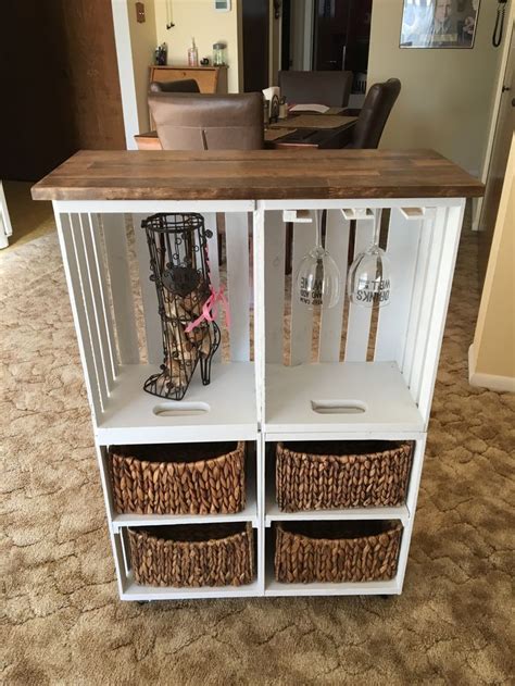 I would also like to know where you got the crates?love the idea it would make a good place to store my towels in the very small bathroom i would just stack them on there side and they would fit under towel bar. Wood crate Bar cart | Crate bar, Crates, Small wooden crates