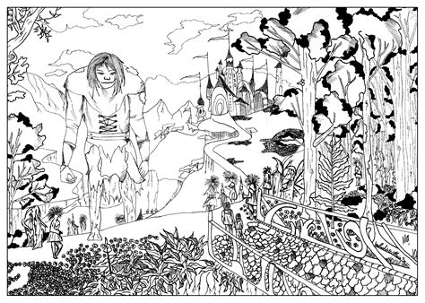 Coloured pencil, many hours over 3 days. Terabithia - Myths & legends Adult Coloring Pages