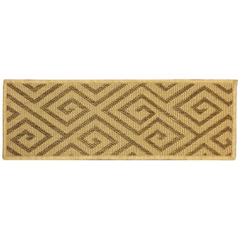 Custom sizes, shapes, and quantities available! Berrnour Home Summer Collection Geometric Design Beige 9 in. x 26 in. Indoor/Outdoor Stair Tread ...