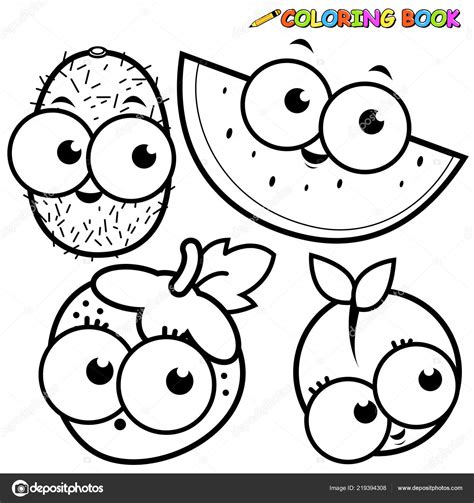 This website is a free online photo editor. Images: black and white cartoon fruits | Vector Black ...