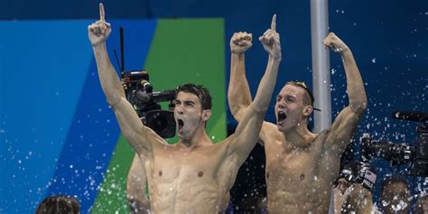Michael phelps, in all his spotted glory, swam a 47.12 split in the men's 4 x 100m freestyle relay to net team usa a gold medal in the event. Michael Phelps Turn in 4x100 Freestyle Relay Gets Him 19th ...